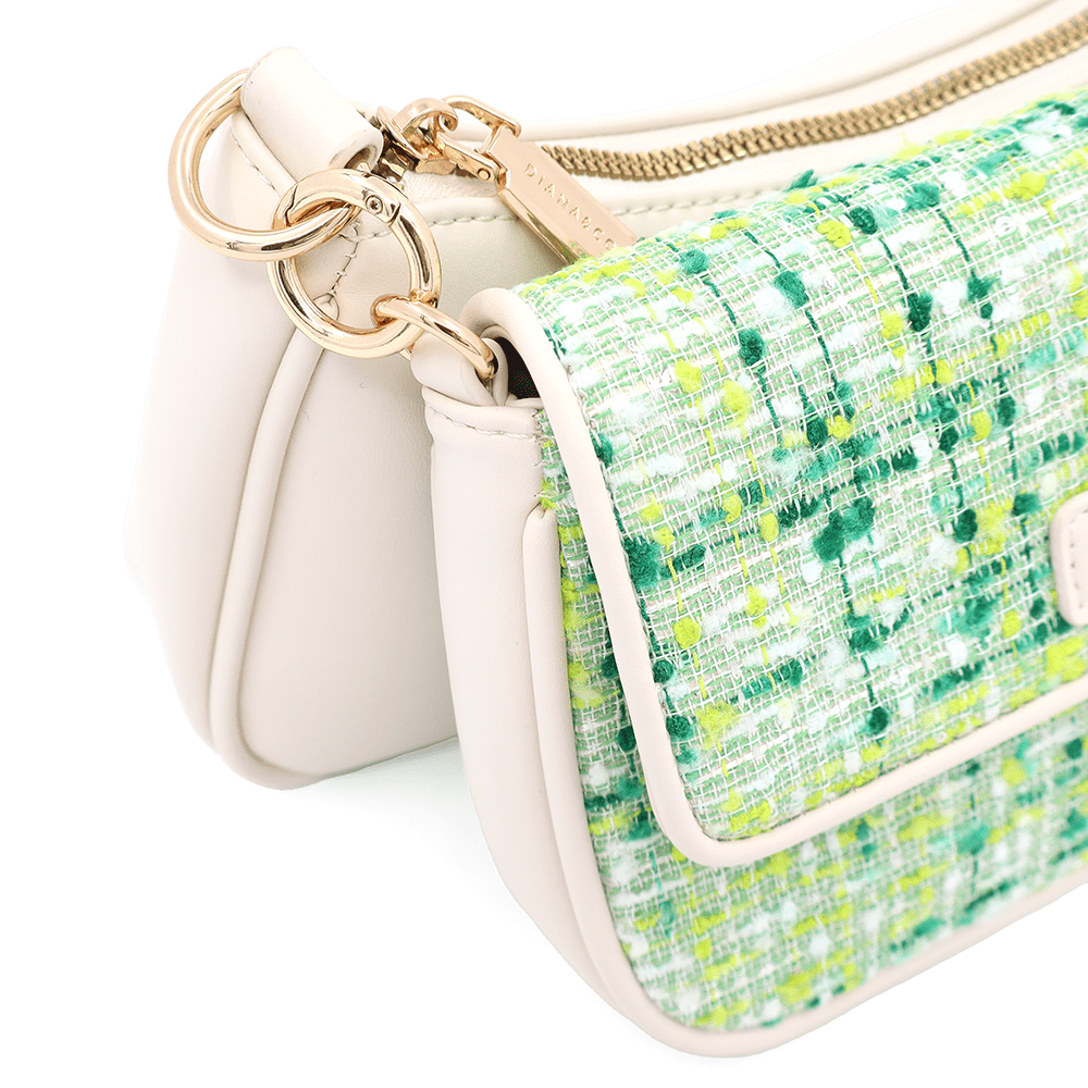 Diana & Co - Női válltáska buklé részletekkel - zöld / bézs