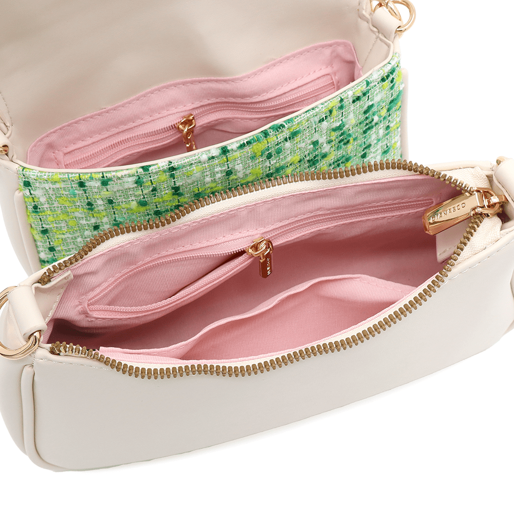 Diana & Co - Női válltáska buklé részletekkel - zöld / bézs