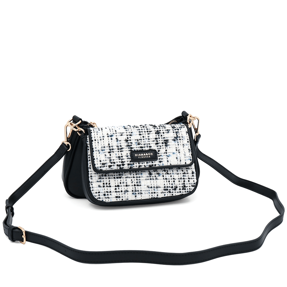 Diana & Co - Női válltáska buklé részletekkel - fekete