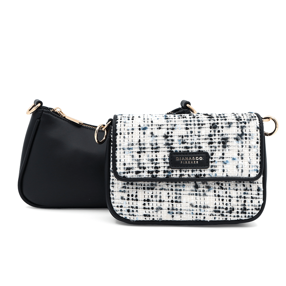 Diana & Co - Női válltáska buklé részletekkel - fekete