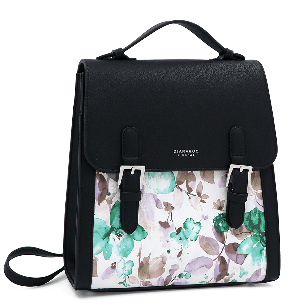 Diana & Co - Női hátizsák virágmintával - fekete