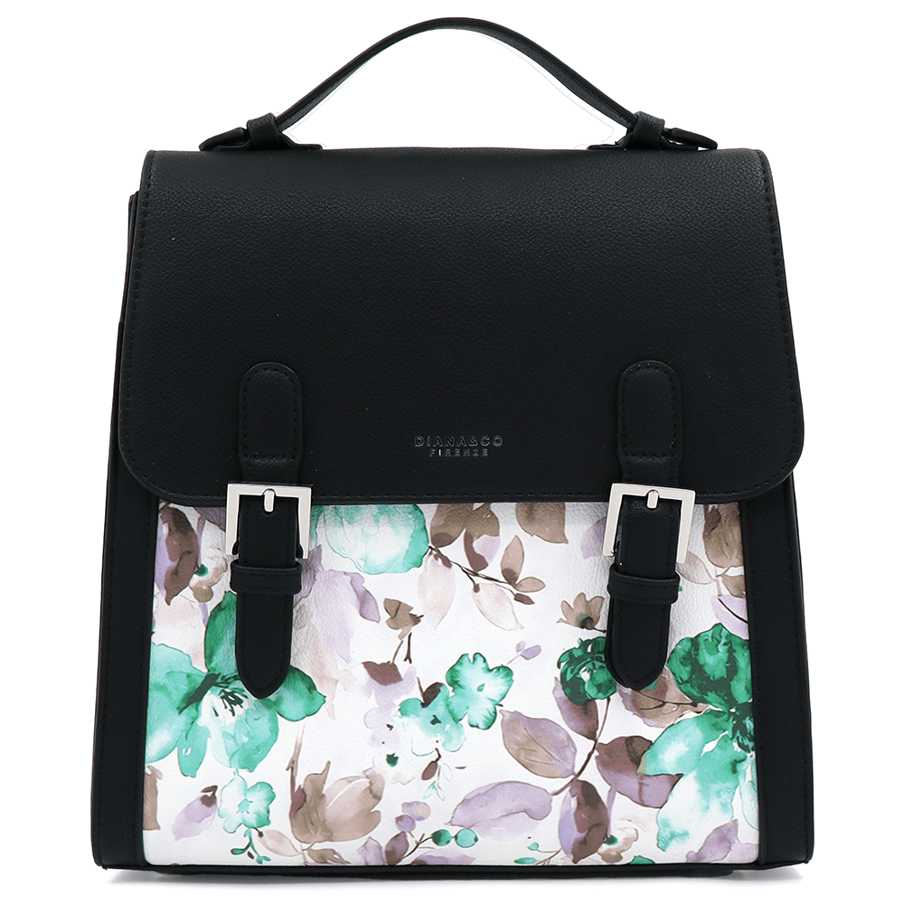Diana & Co - Női hátizsák virágmintával - fekete