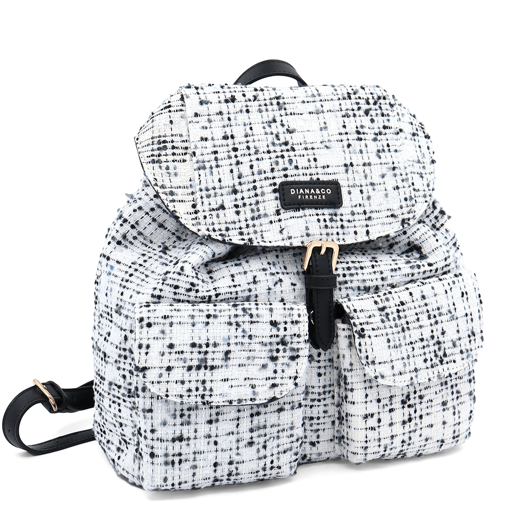 Diana & Co - Női hátizsák buklé anyagból - fekete/fehér