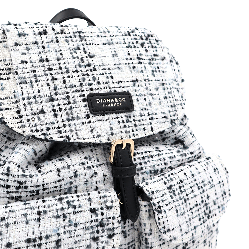 Diana & Co - Női hátizsák buklé anyagból - fekete/fehér