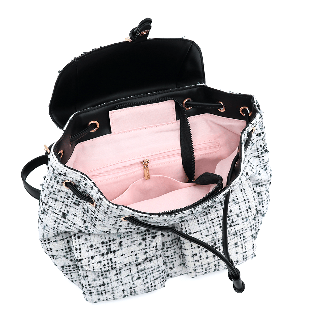 Diana & Co - Női hátizsák buklé anyagból - fekete/fehér