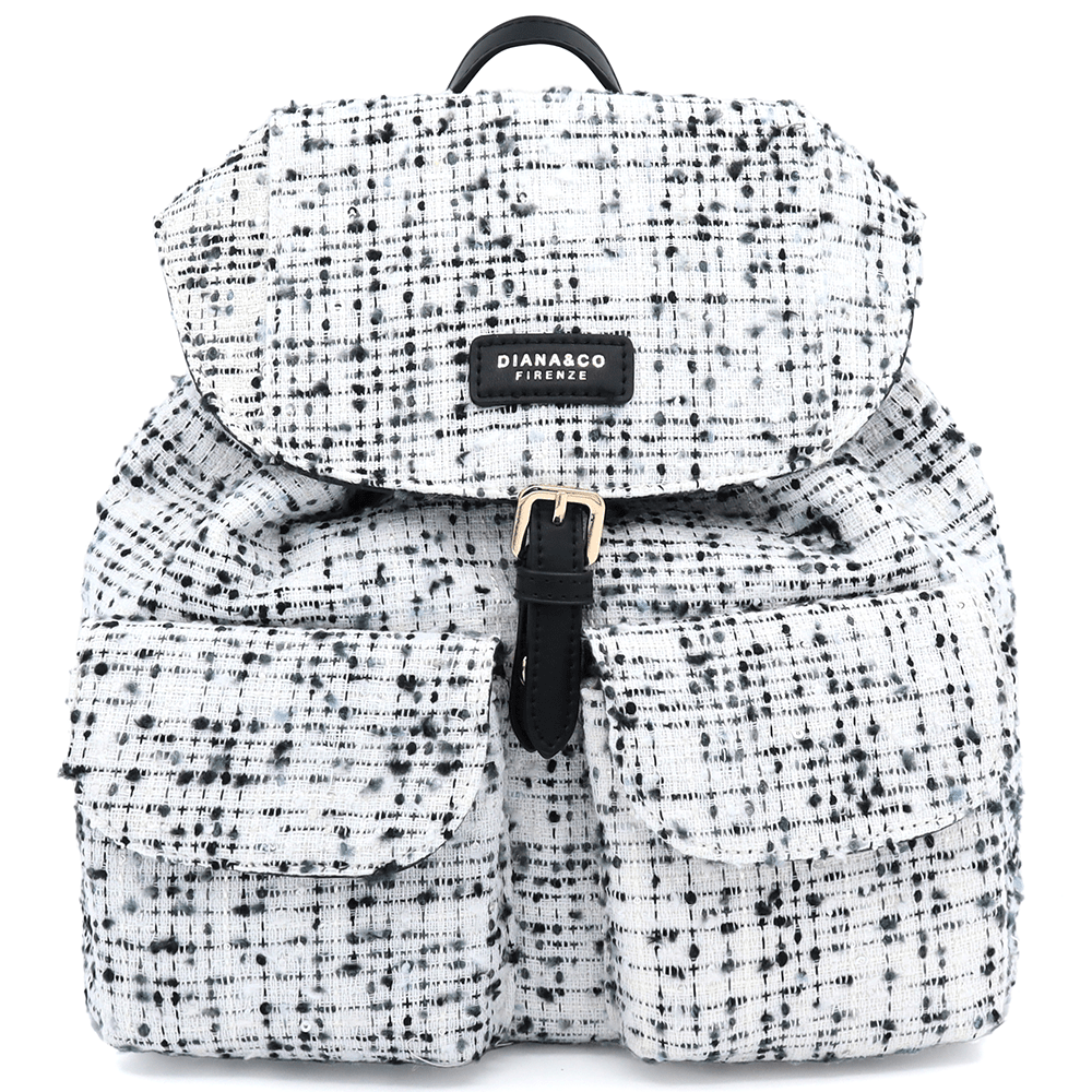 Diana & Co - Női hátizsák buklé anyagból - fekete/fehér