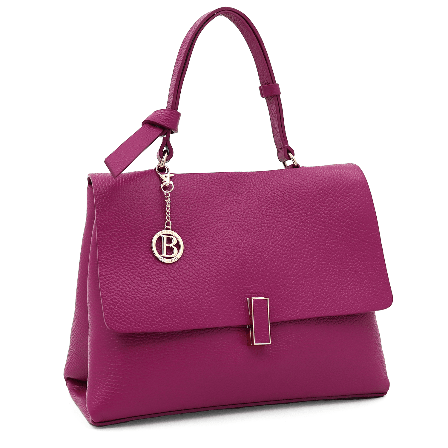 Női táska természetes bőrből Viola - sötét fukszia