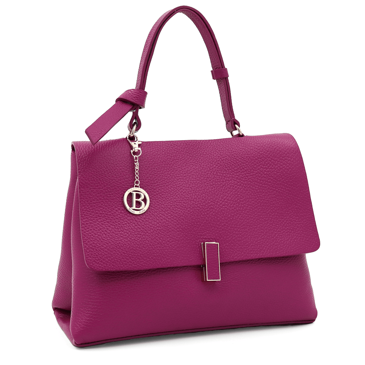 Női táska természetes bőrből Viola - sötét fukszia