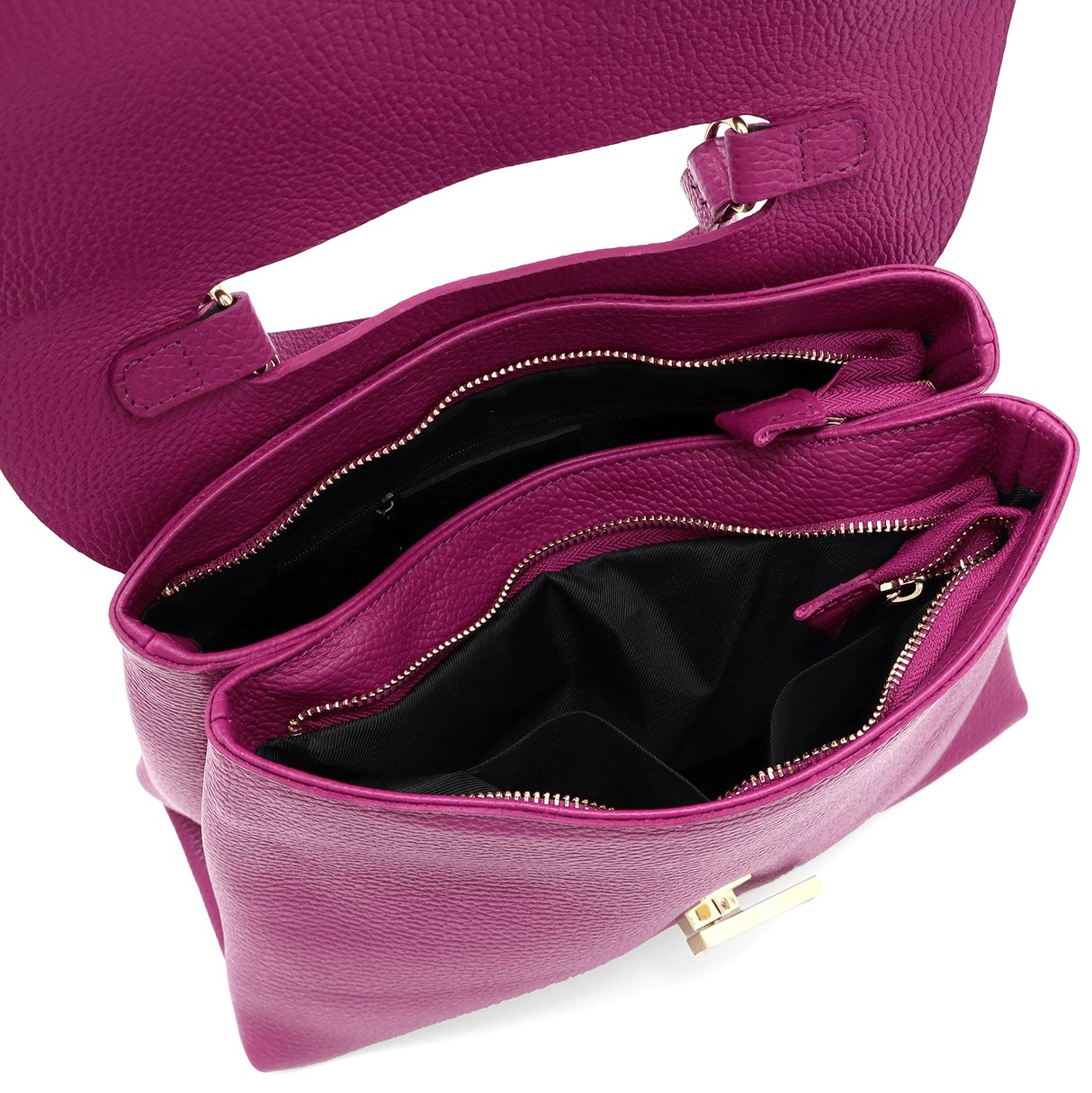 Női táska természetes bőrből Viola - sötét fukszia