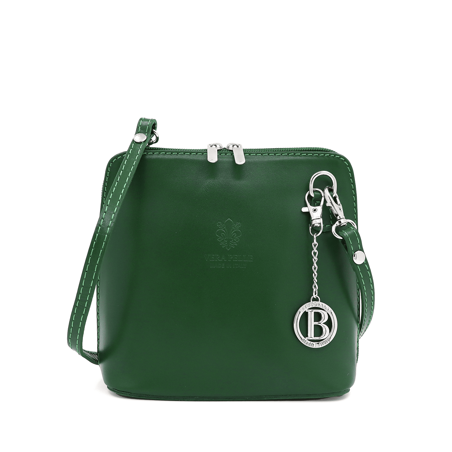 Természetes bőr válltáska - sötétzöld