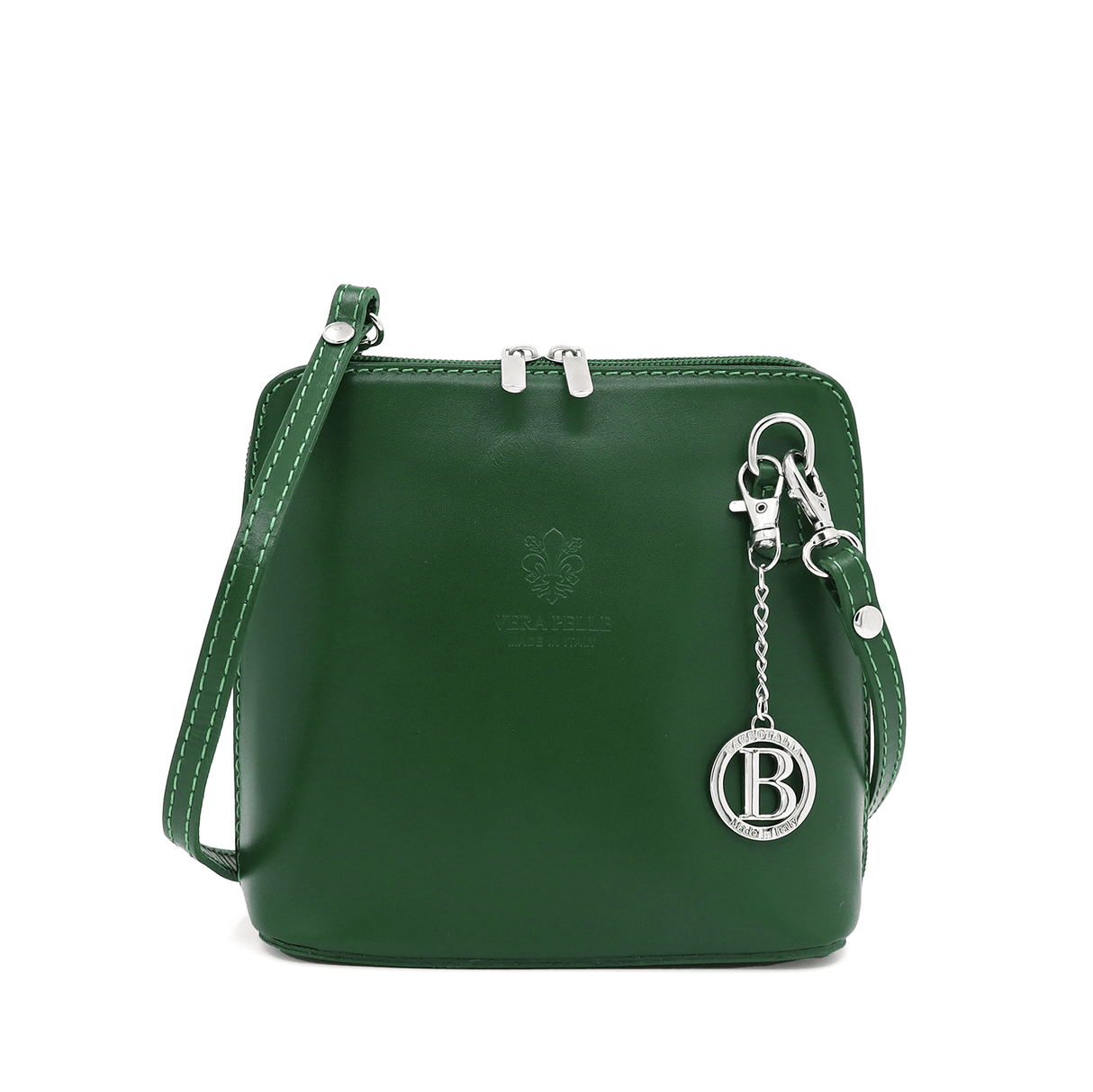 Természetes bőr válltáska - sötétzöld