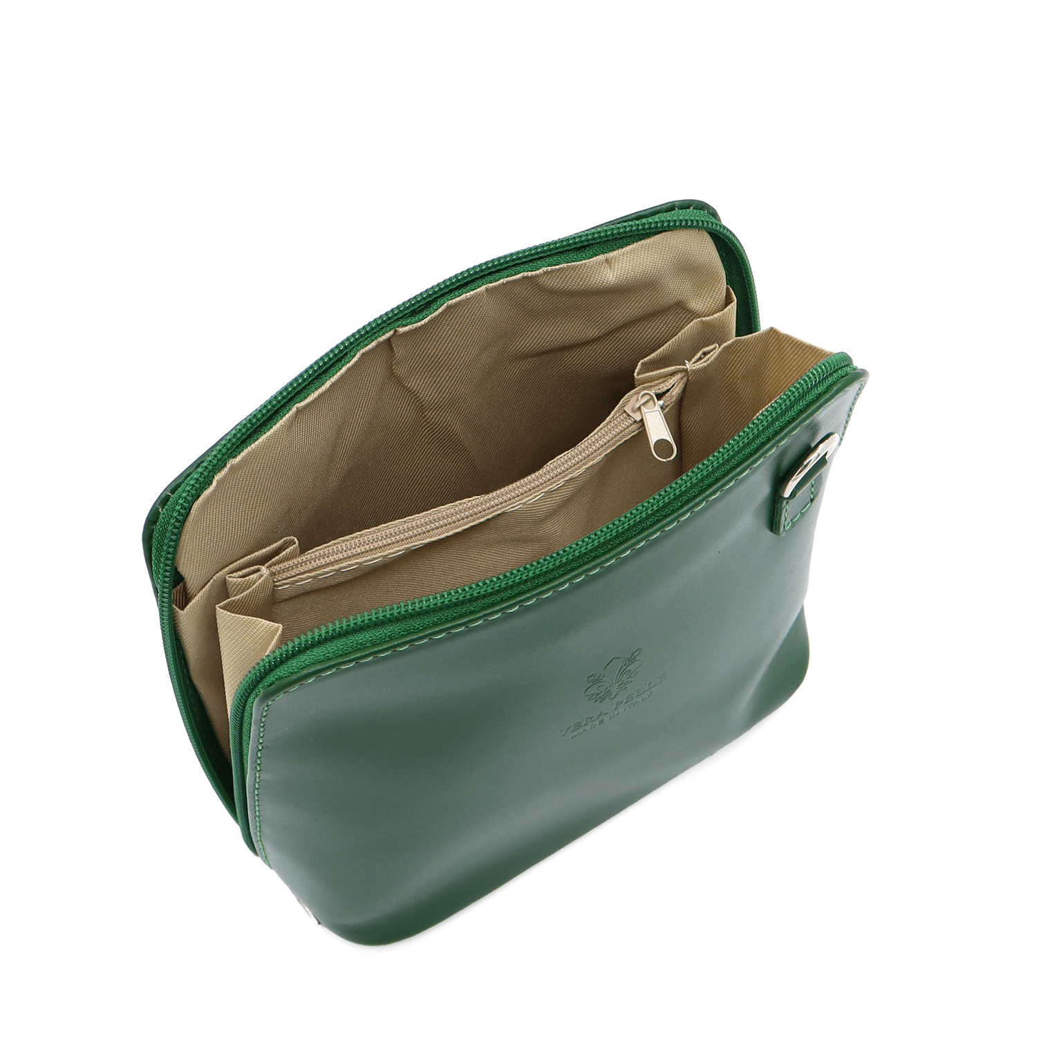 Természetes bőr válltáska - sötétzöld