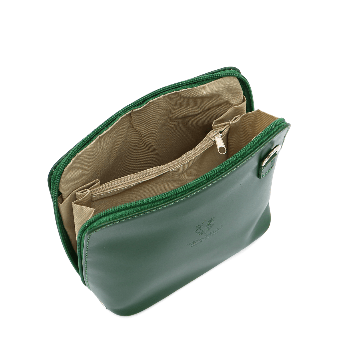 Természetes bőr válltáska - sötétzöld