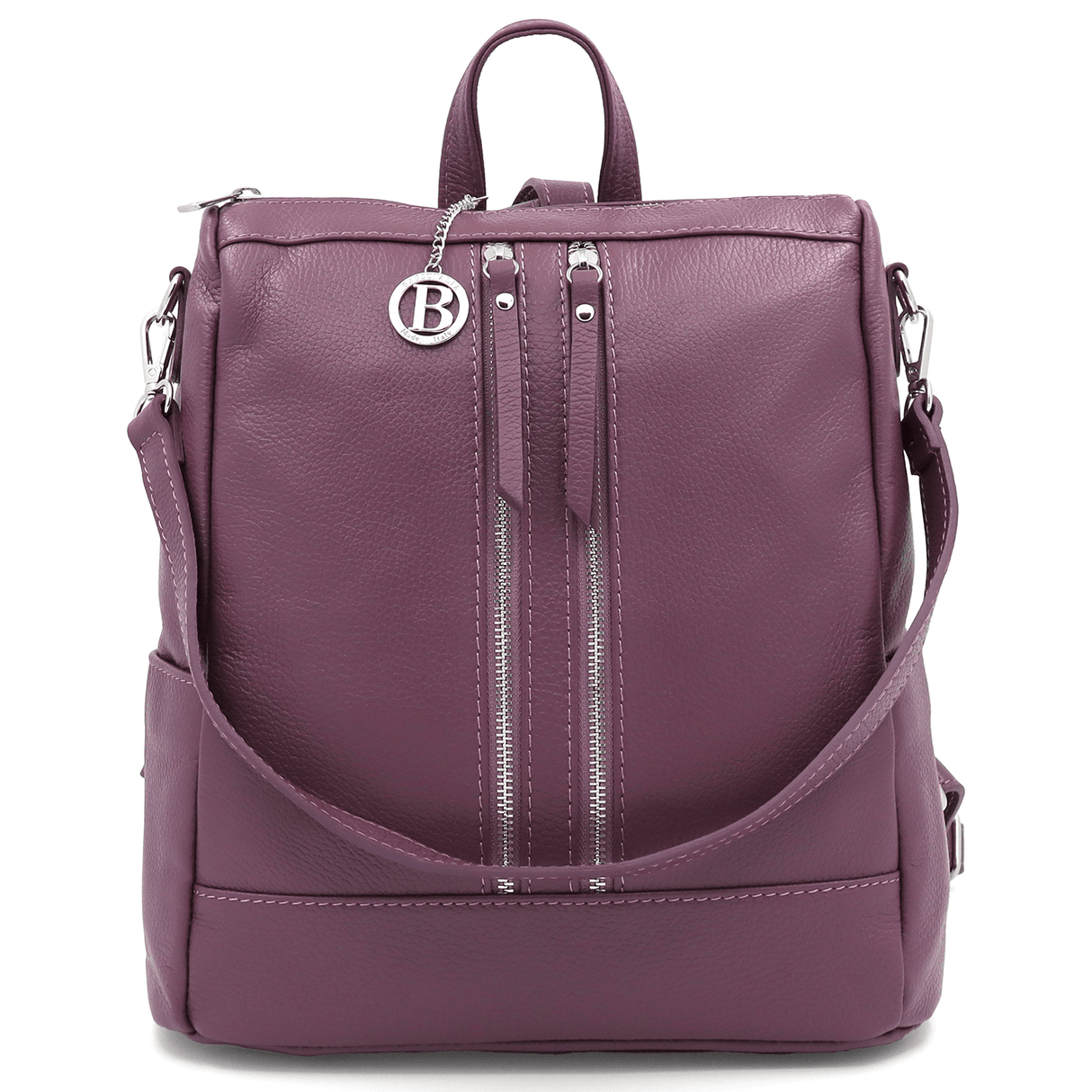 2 az 1-ben - Vittoria természetes bőr hátizsák és táska - lila