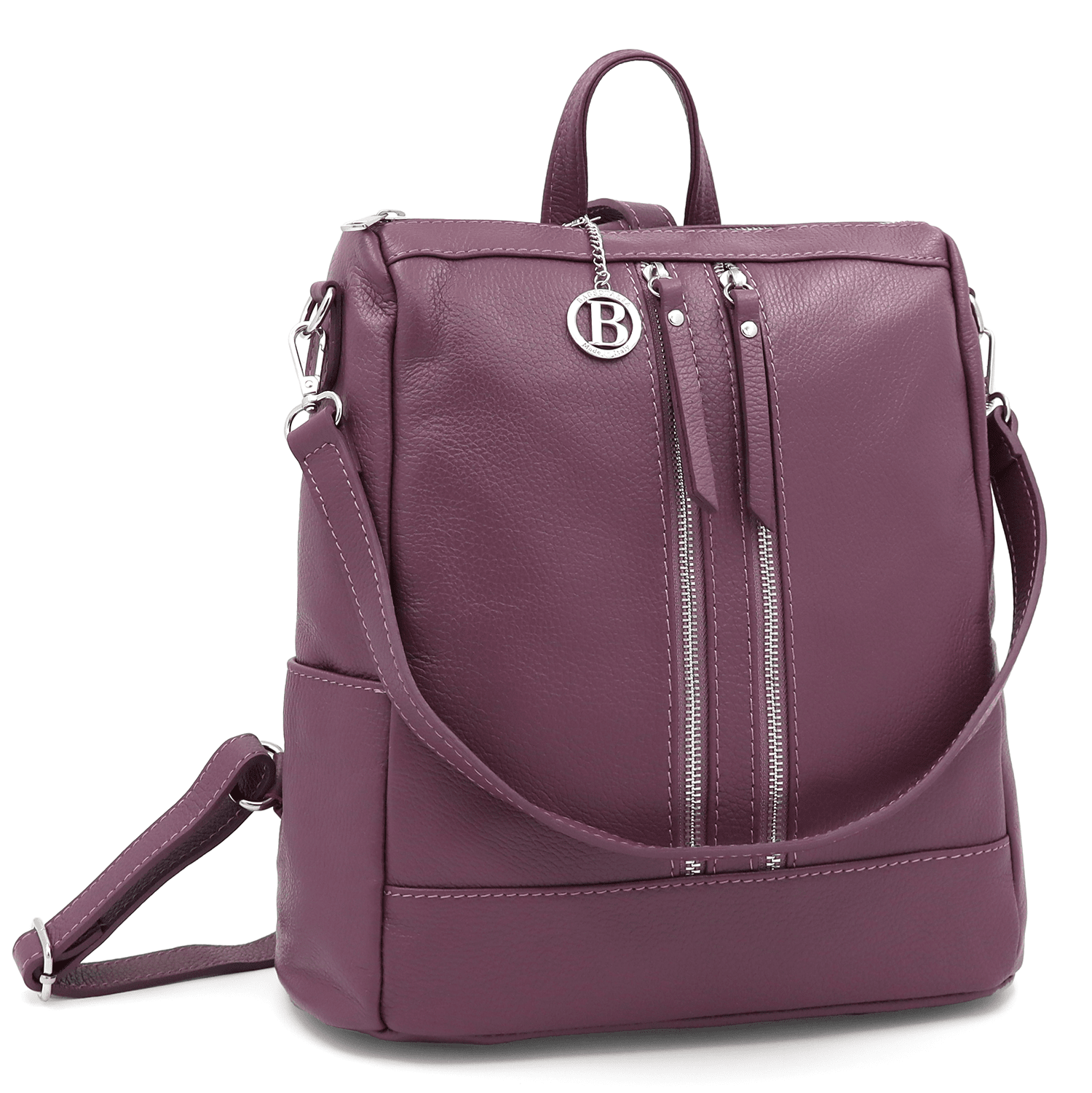 2 az 1-ben - Vittoria természetes bőr hátizsák és táska - lila