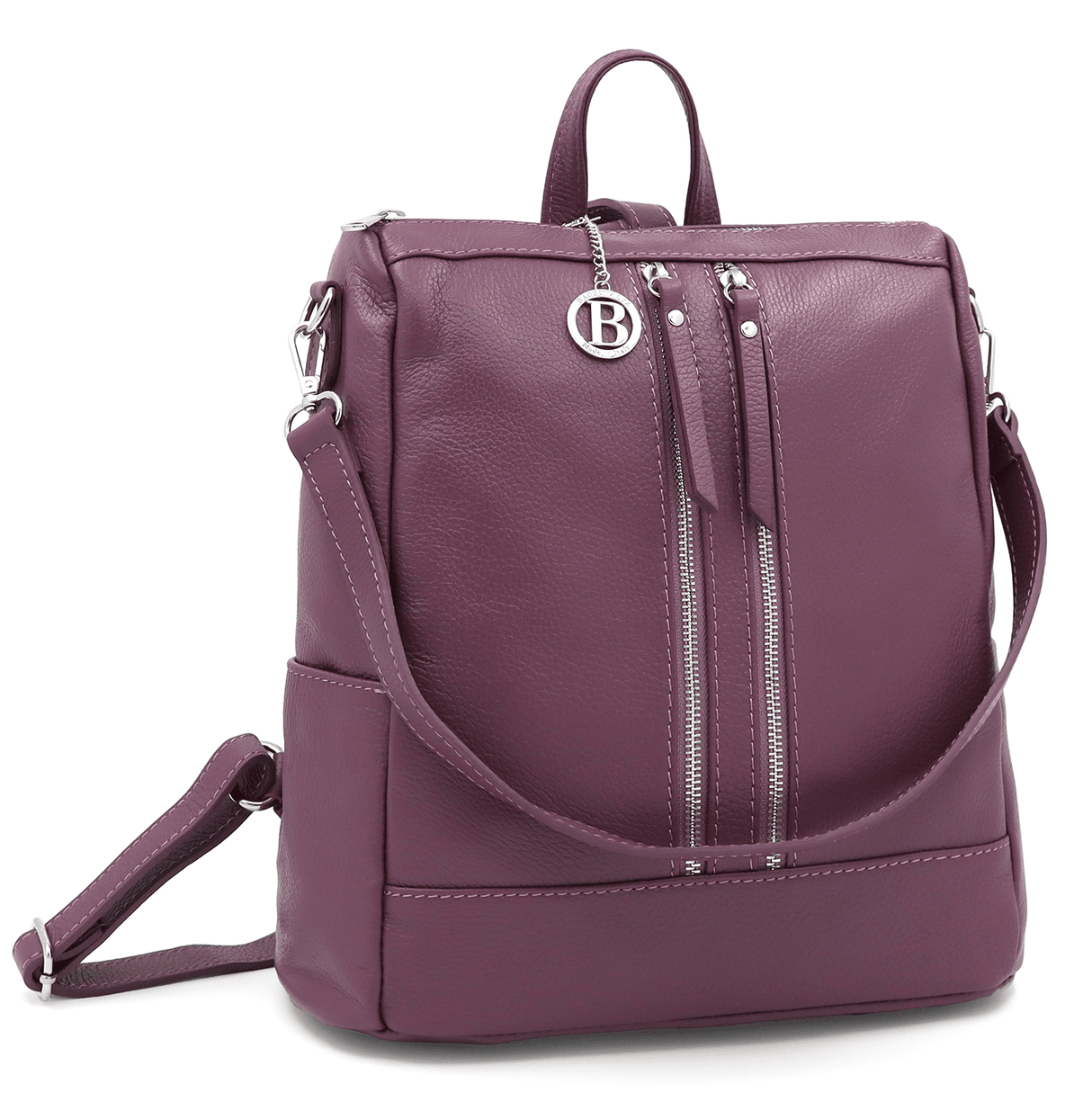 2 az 1-ben - Vittoria természetes bőr hátizsák és táska - lila