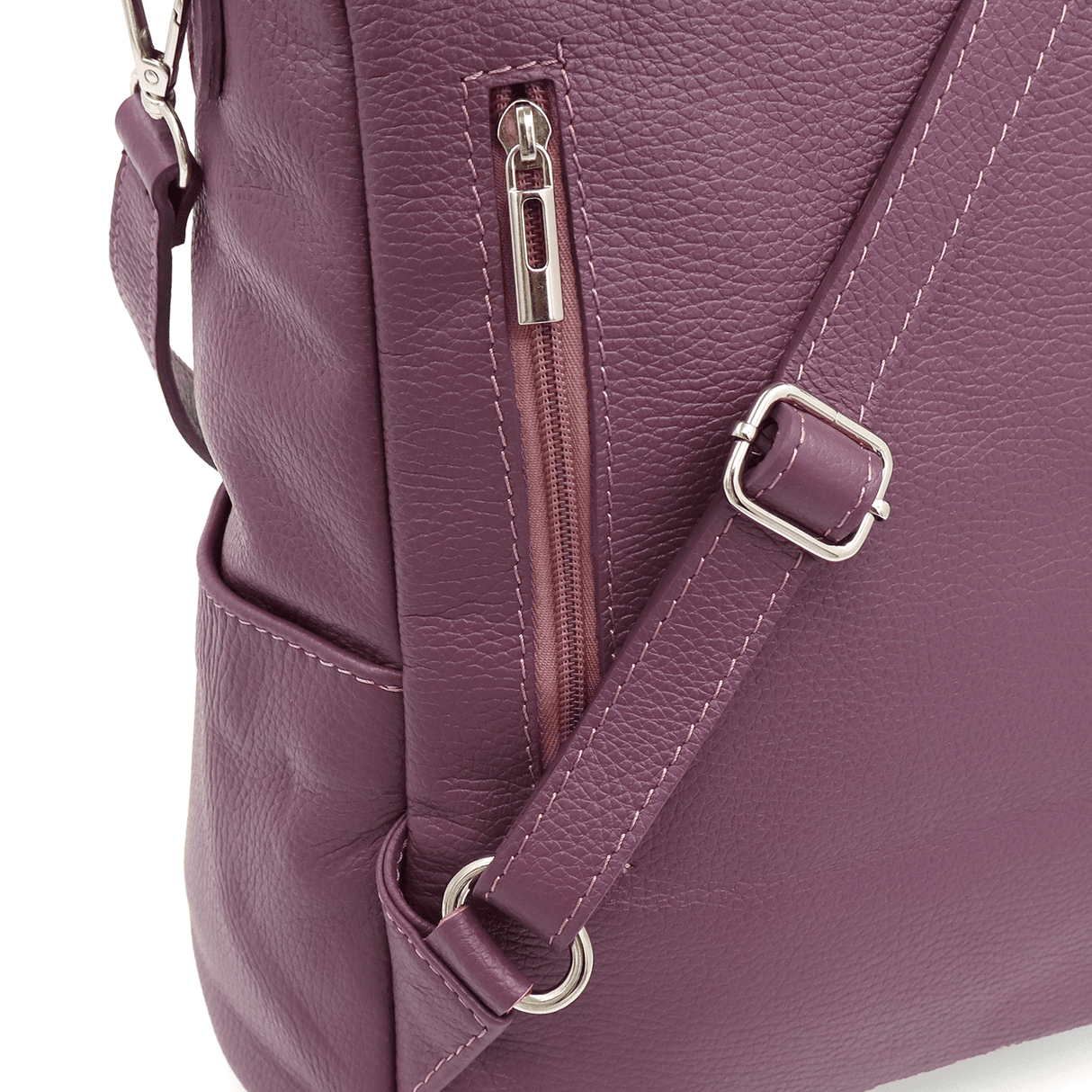 2 az 1-ben - Vittoria természetes bőr hátizsák és táska - lila