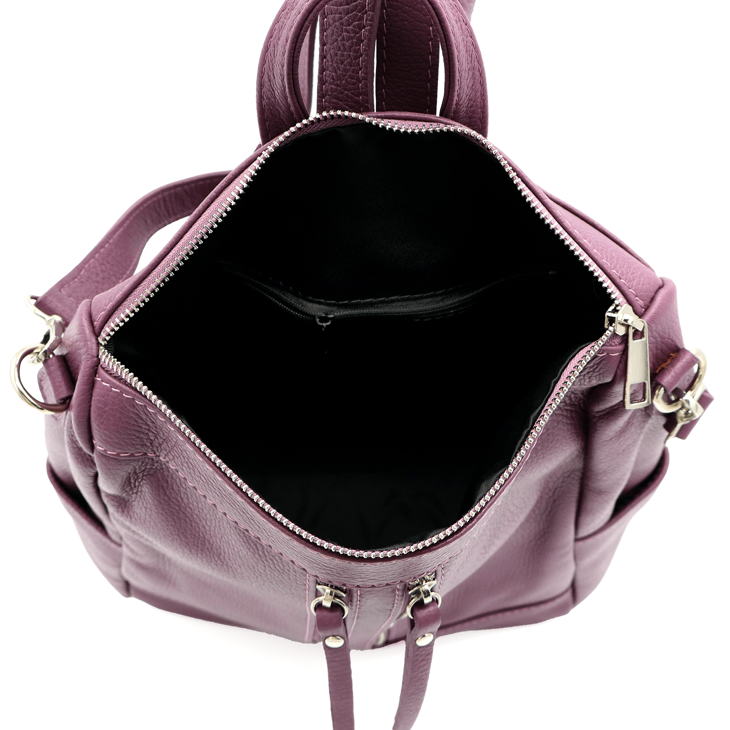 2 az 1-ben - Vittoria természetes bőr hátizsák és táska - lila