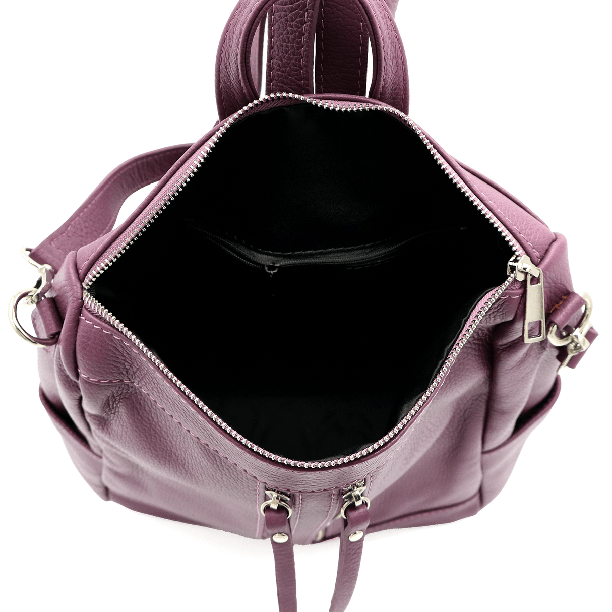 2 az 1-ben - Vittoria természetes bőr hátizsák és táska - lila