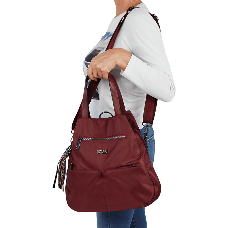 Női hátizsák szövetből, Lida medállal - világosbarna