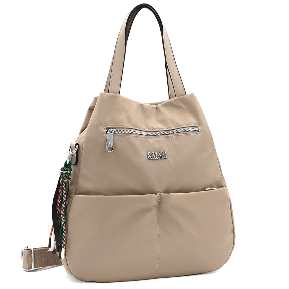 Női hátizsák szövetből, Lida medállal - világosbarna