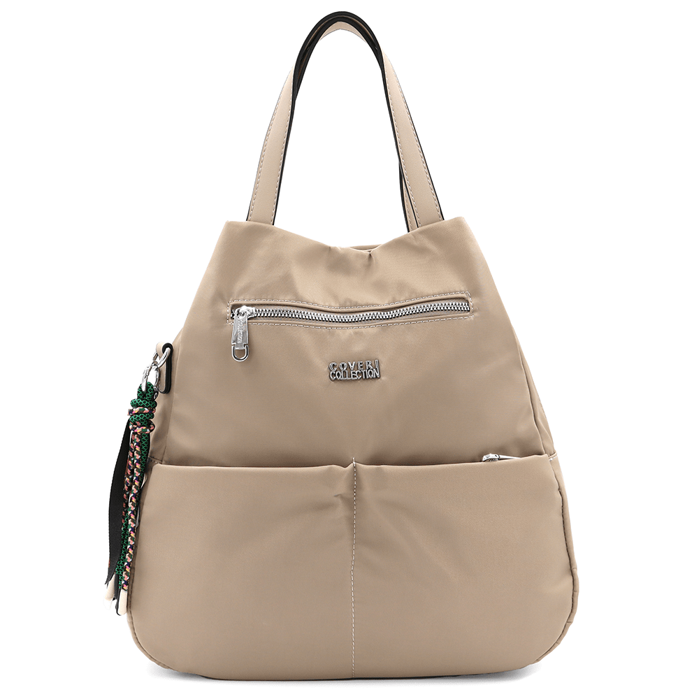 Női hátizsák szövetből, Lida medállal - világosbarna