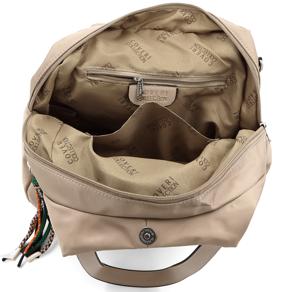 Női hátizsák szövetből, Lida medállal - világosbarna