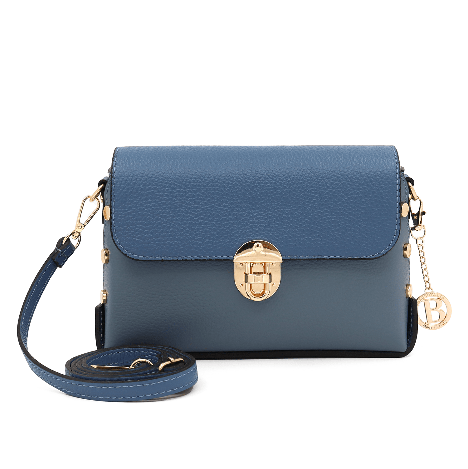 Antoanella női táska természetes bőrből - kék