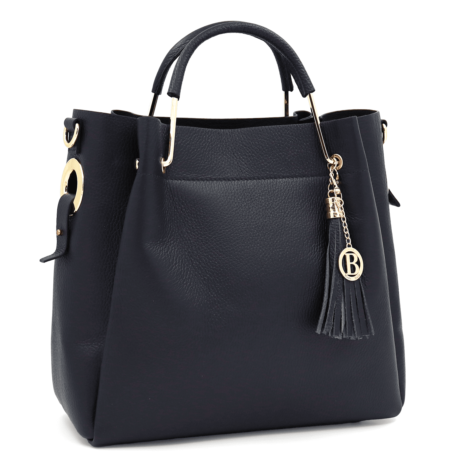 Női táska természetes bőrből Chloe - sötétkék