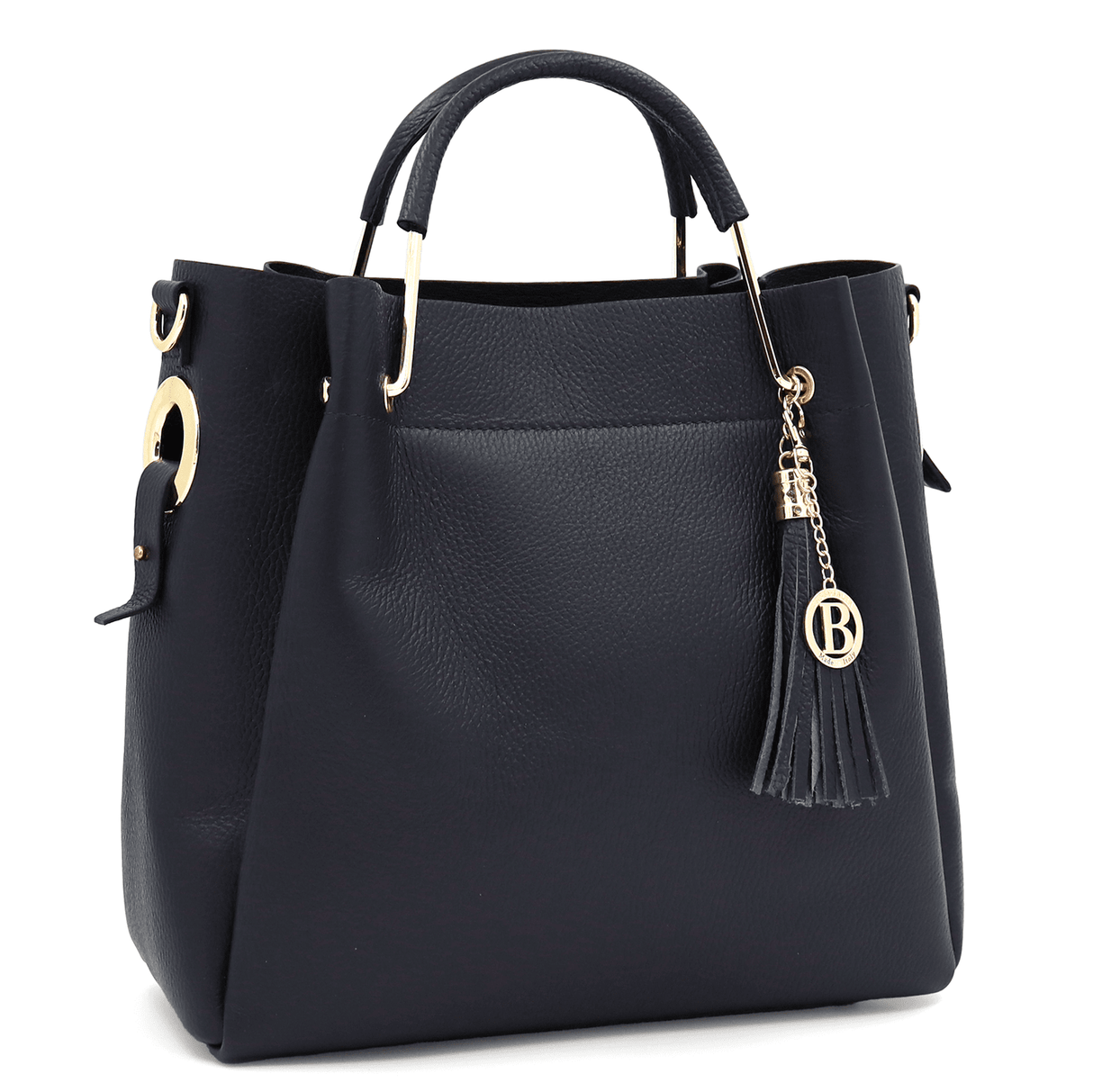 Női táska természetes bőrből Chloe - sötétkék