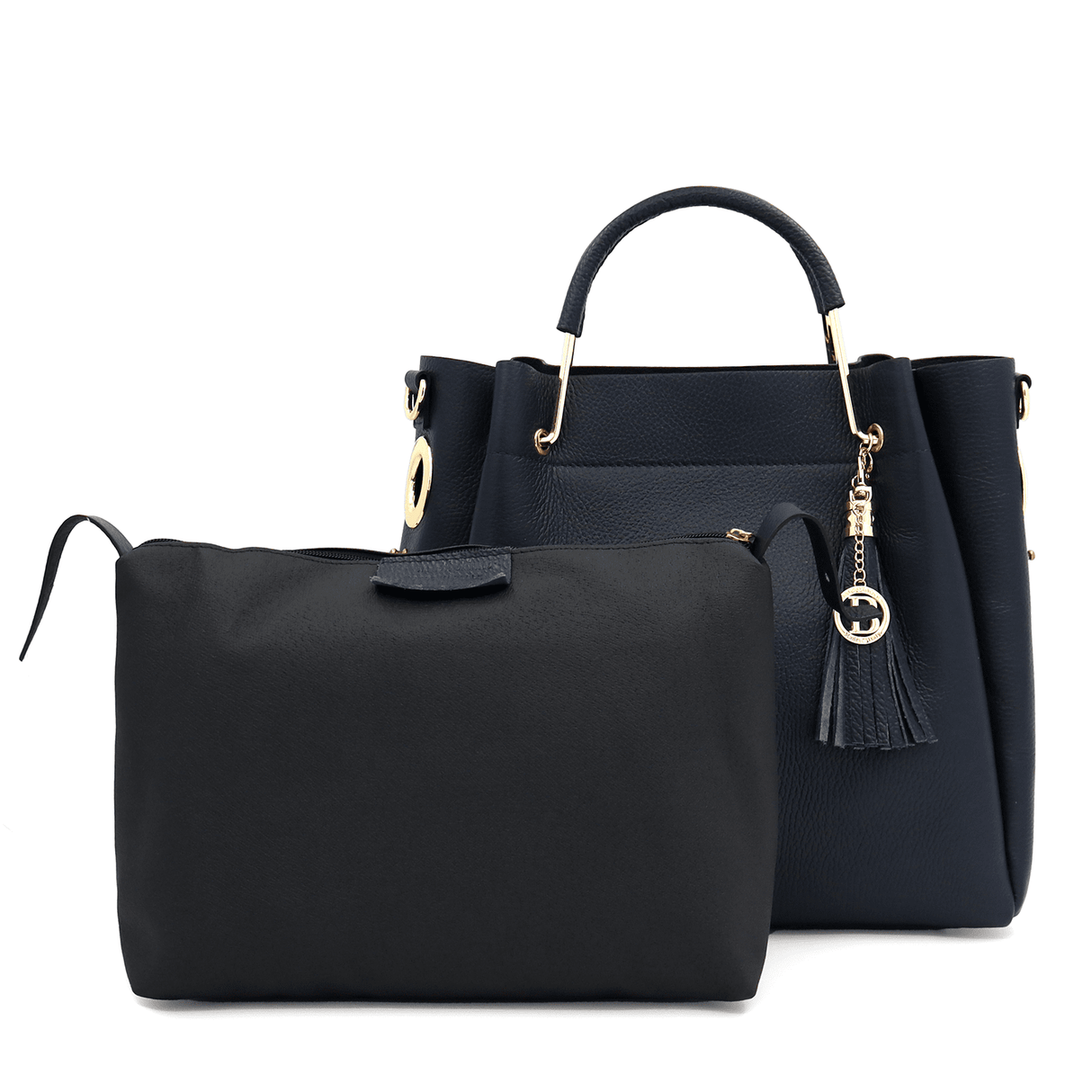 Női táska természetes bőrből Chloe - sötétkék