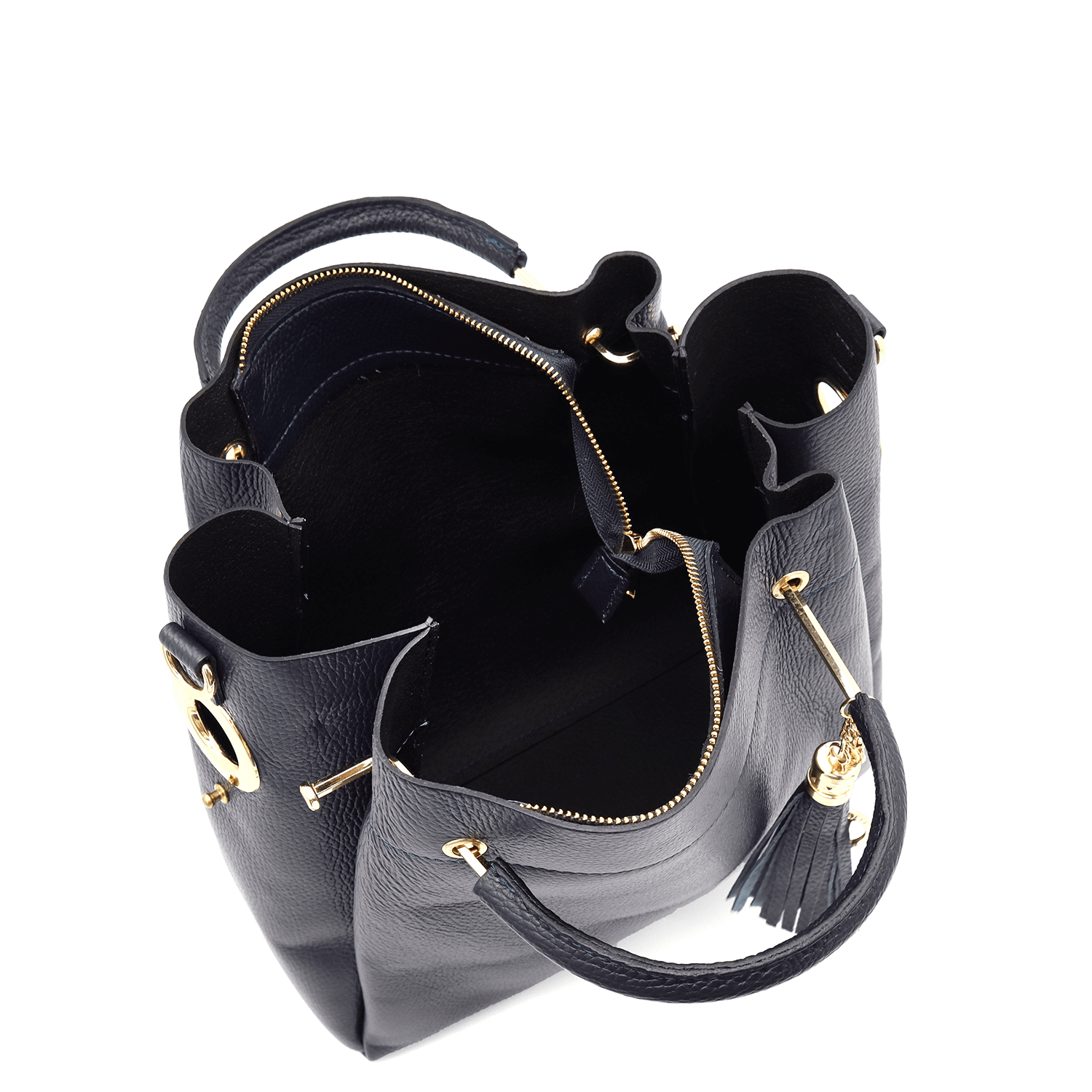 Női táska természetes bőrből Chloe - sötétkék