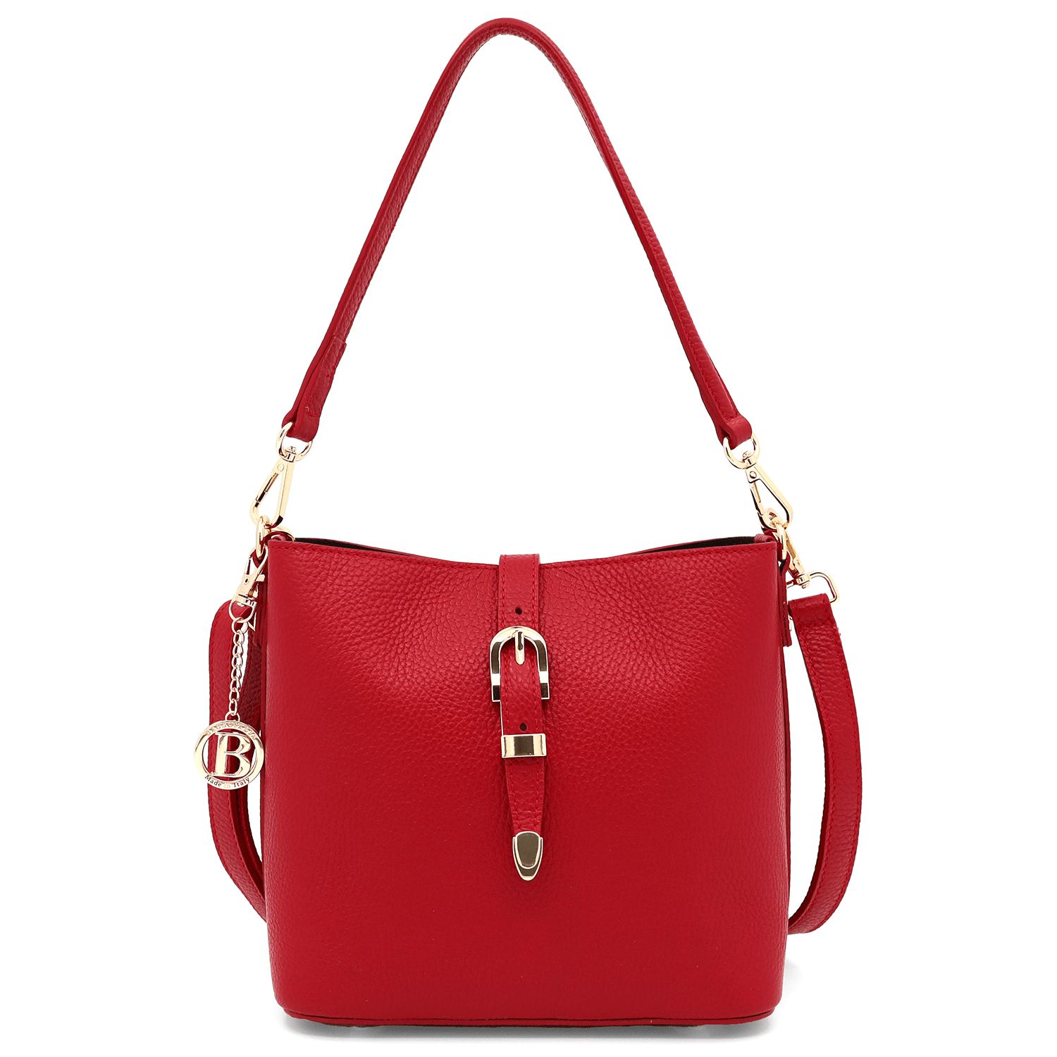 Női válltáska 2 fogantyúval természetes bőrből Alona - piros