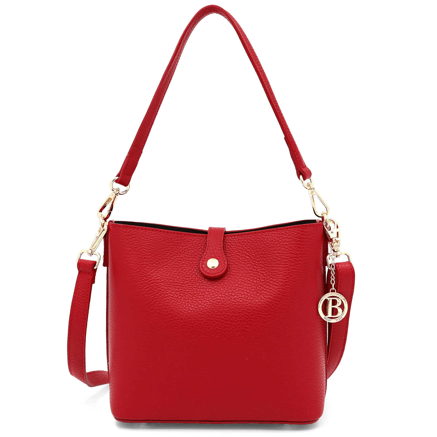 Női válltáska 2 fogantyúval természetes bőrből Alona - piros