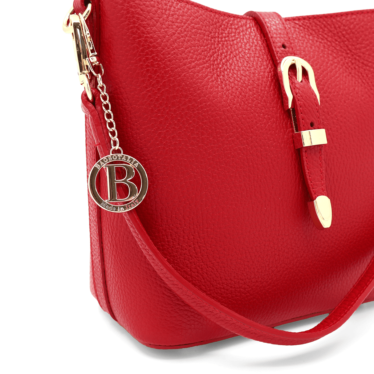 Női válltáska 2 fogantyúval természetes bőrből Alona - piros