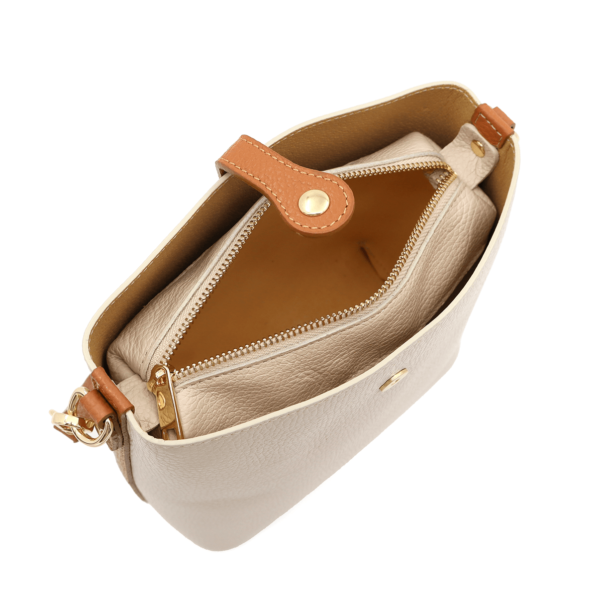 Női válltáska 2 fogantyúval természetes bőrből Alona - bézs