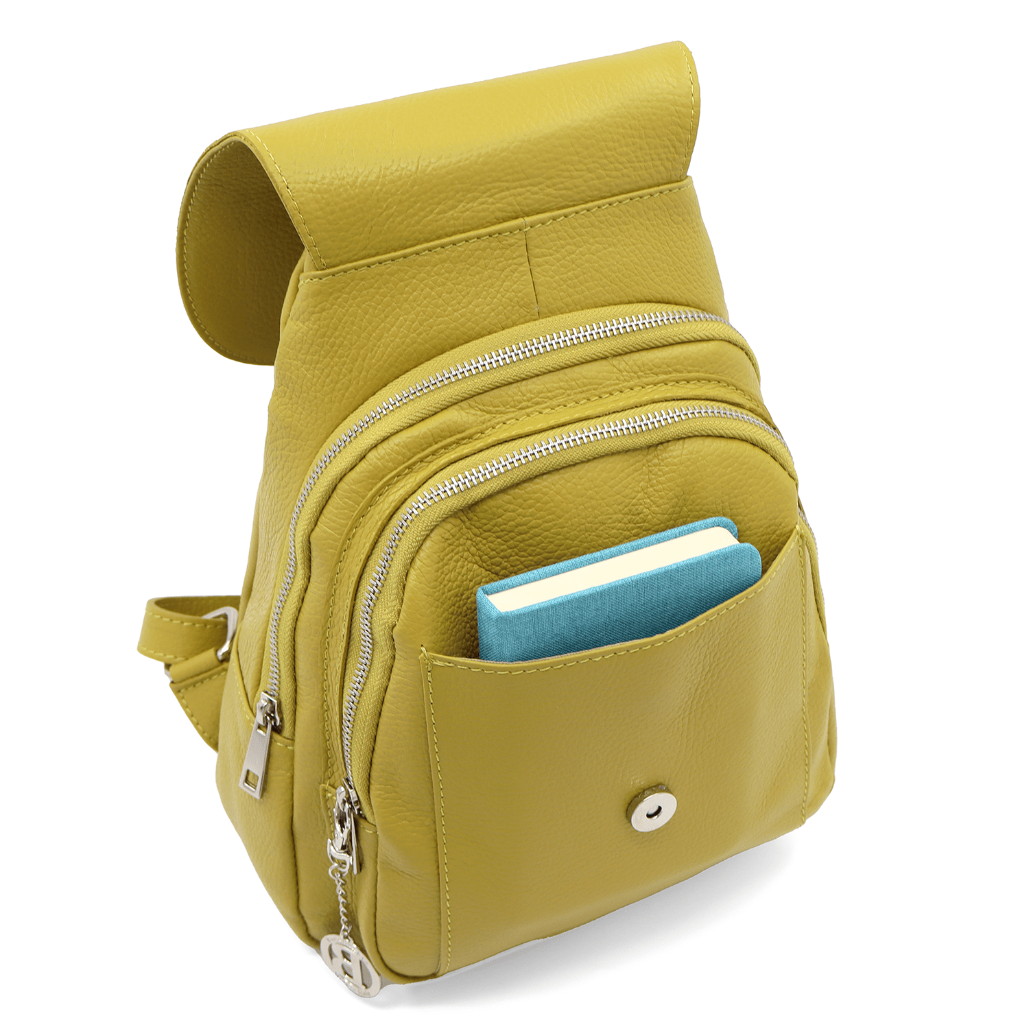 Női hátizsák természetes bőrből - lime