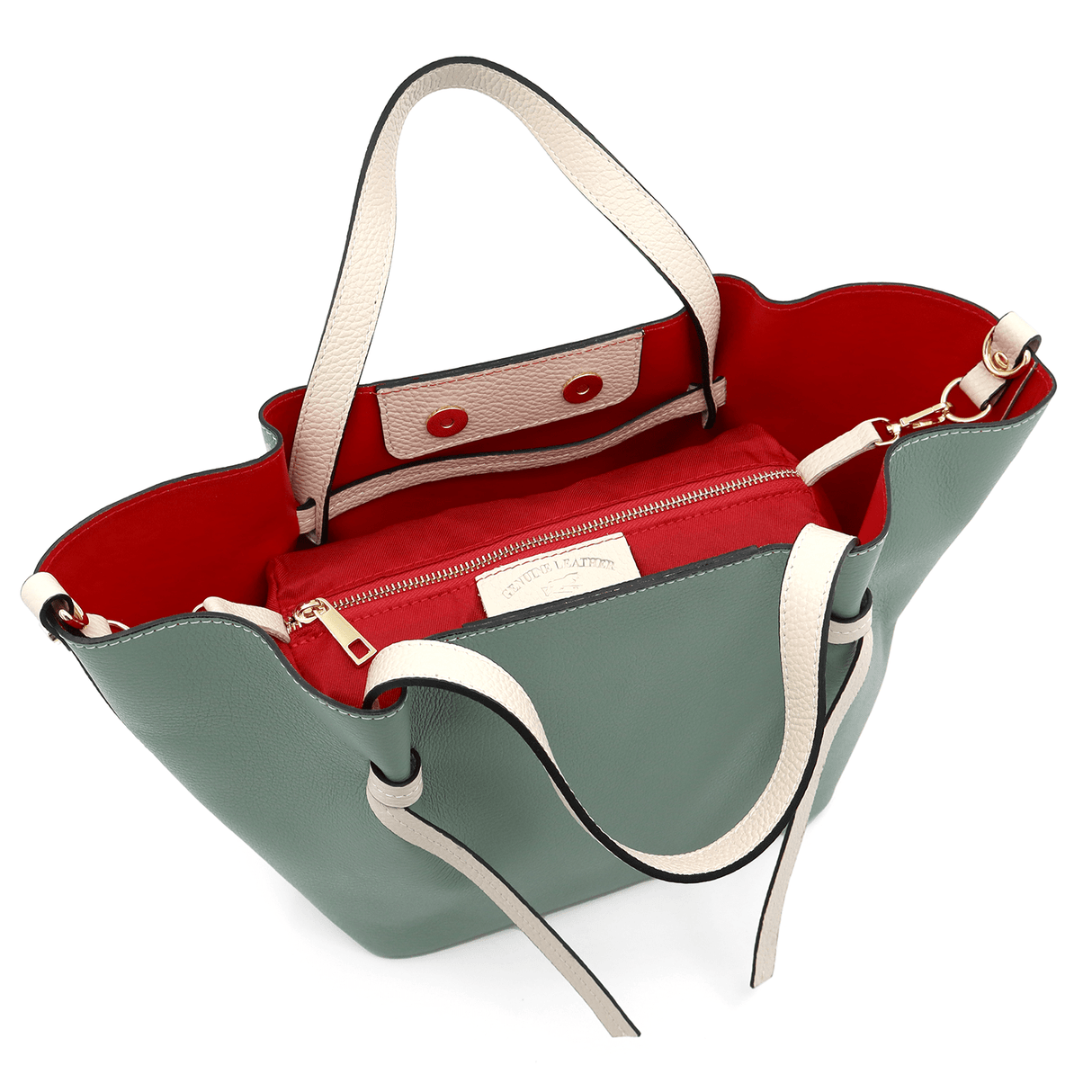 Női táska természetes bőrből Zaria - zöld