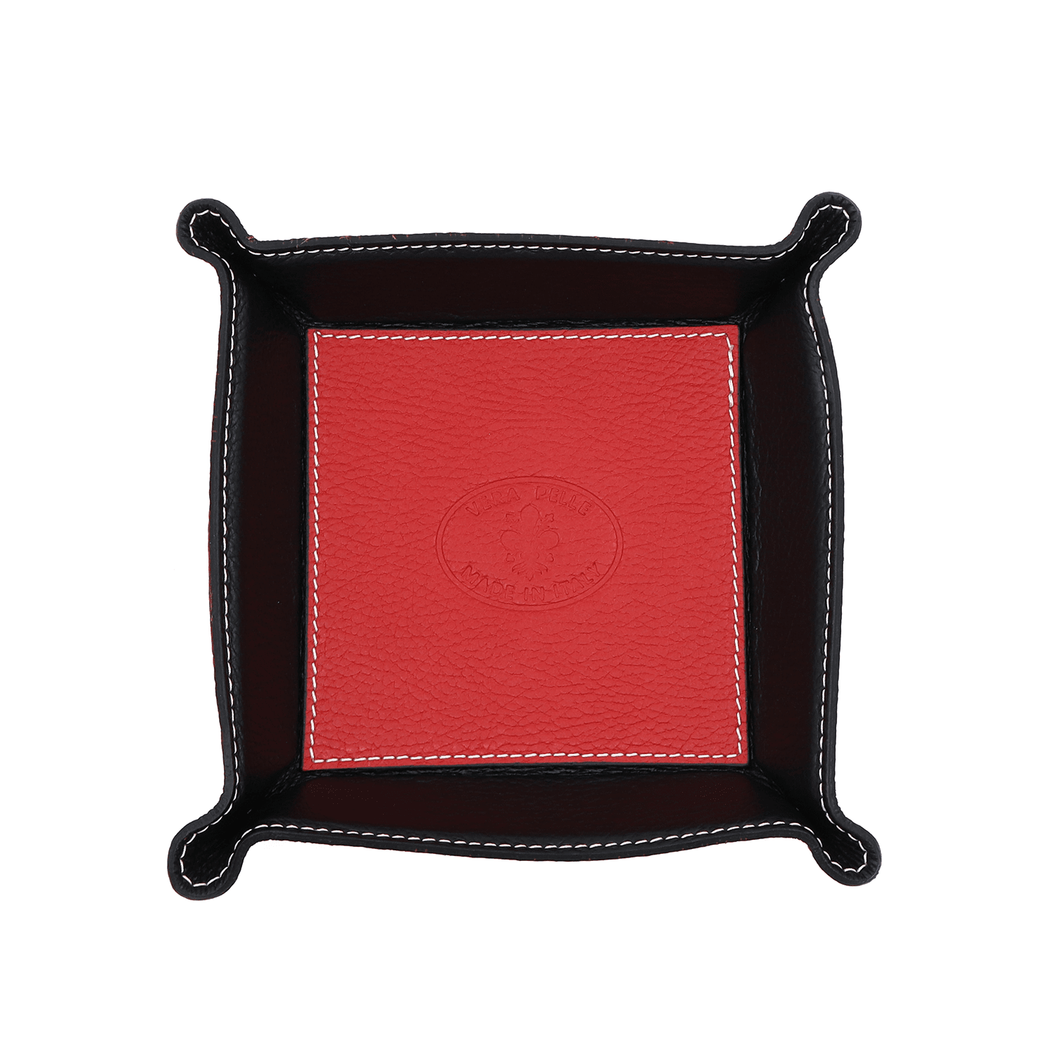 Természetes bőrből készült kiegészítők tárolója - piros/fekete
