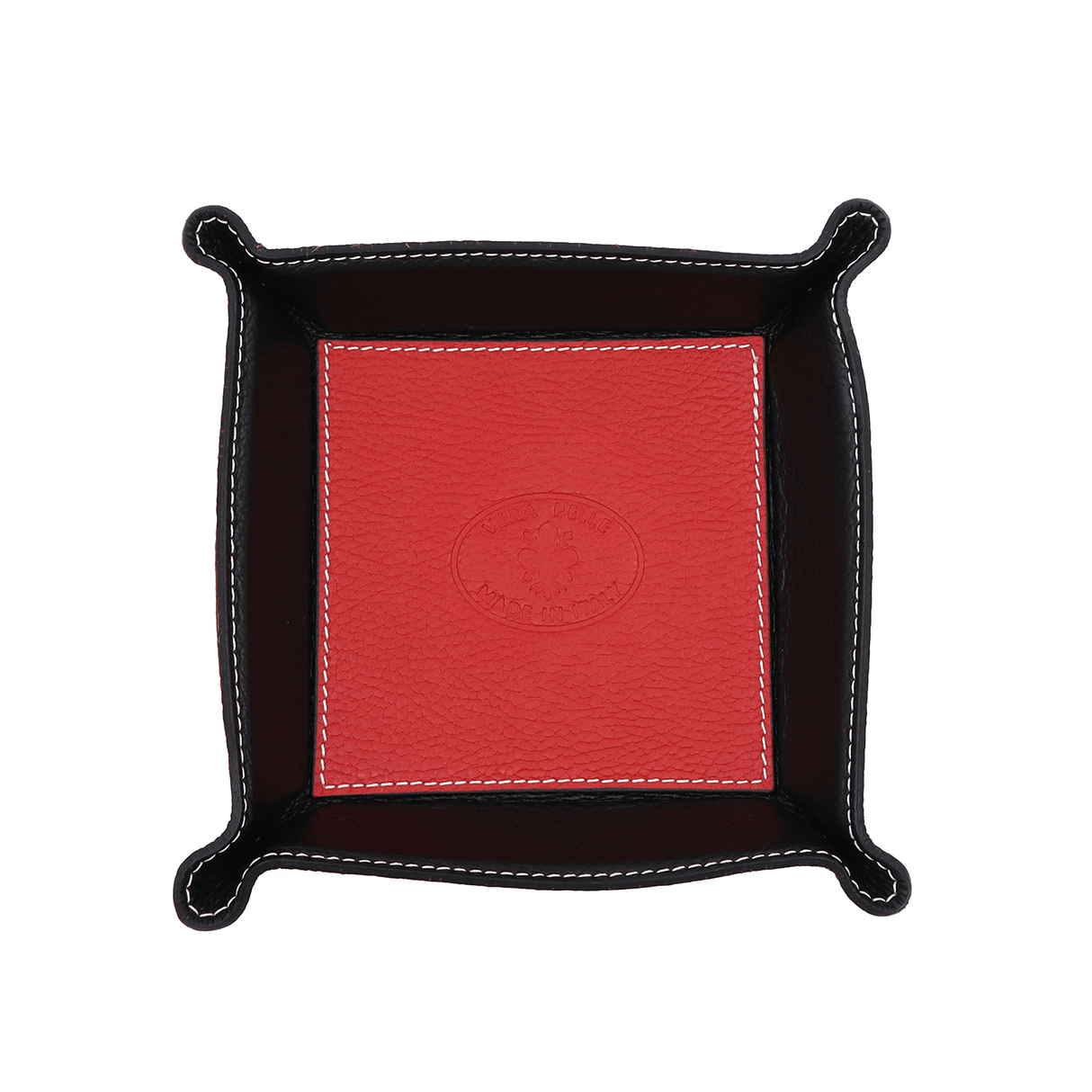 Természetes bőrből készült kiegészítők tárolója - piros/fekete