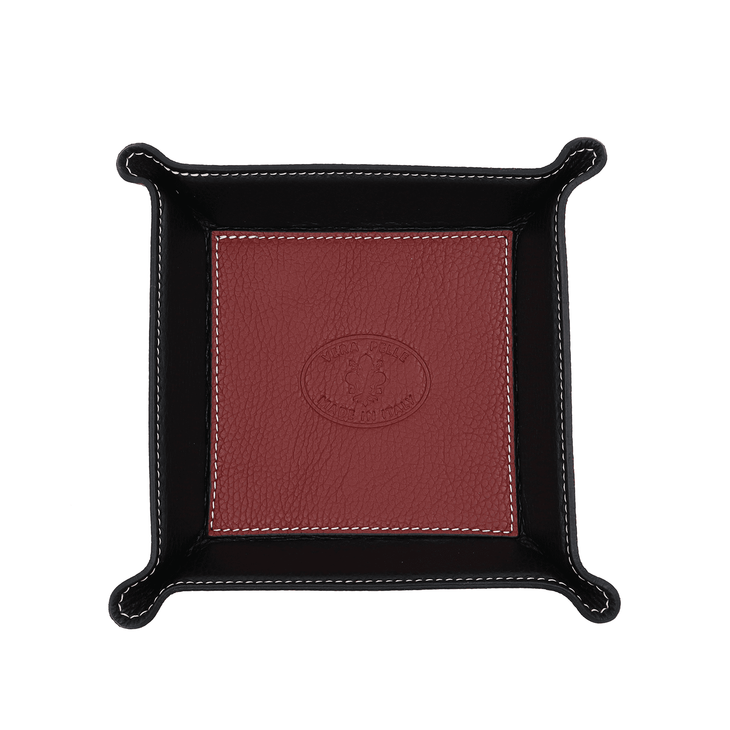 Természetes bőrből készült kiegészítő-tartó - bordó/fekete