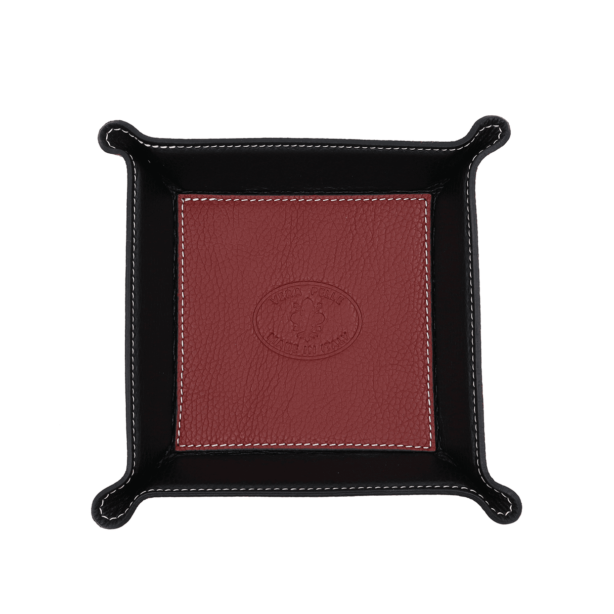 Természetes bőrből készült kiegészítő-tartó - bordó/fekete