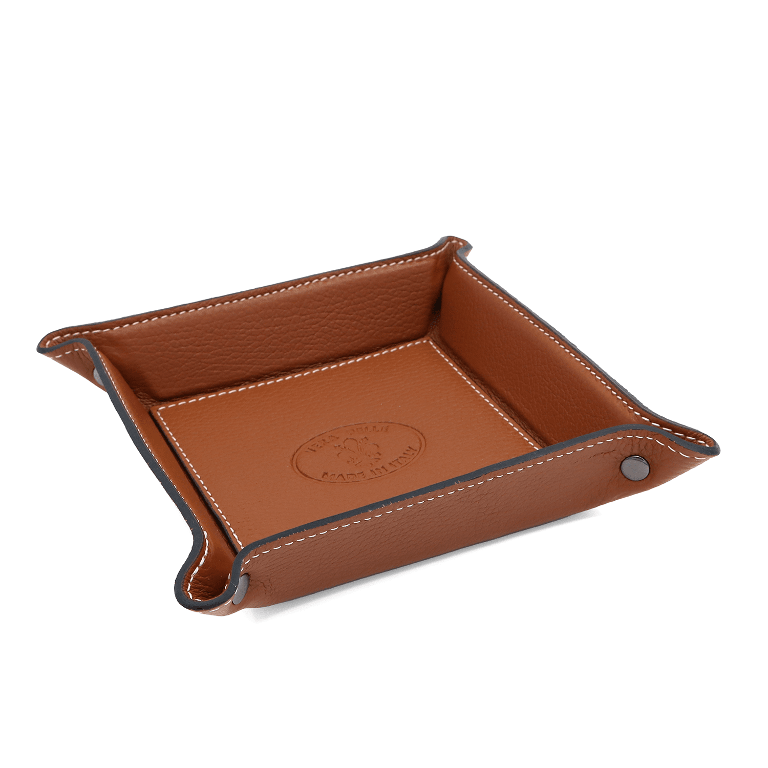 Természetes bőrből készült kiegészítők tárolója - cseréptetős barna