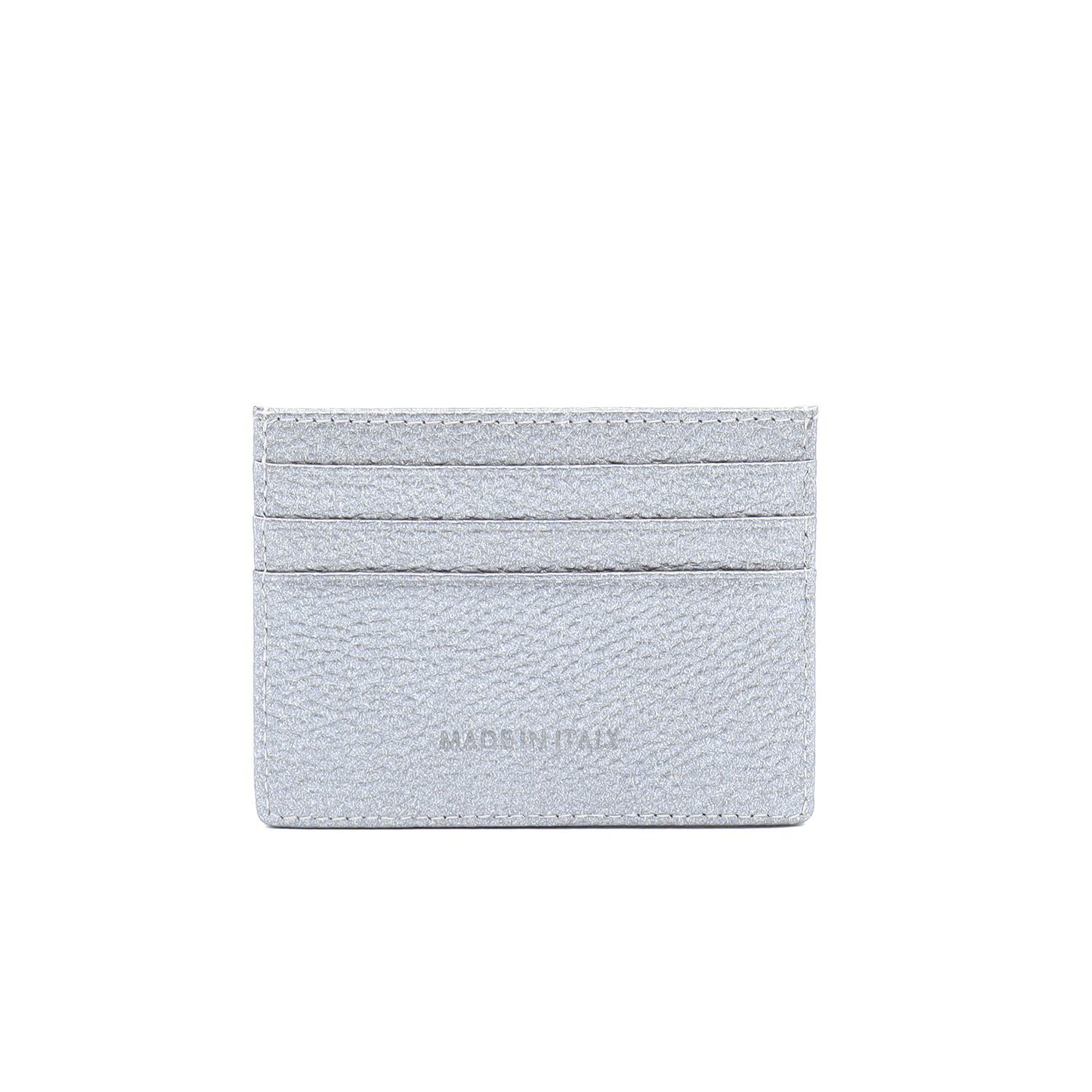 Kártyatartó természetes bőrből  - ezüstös