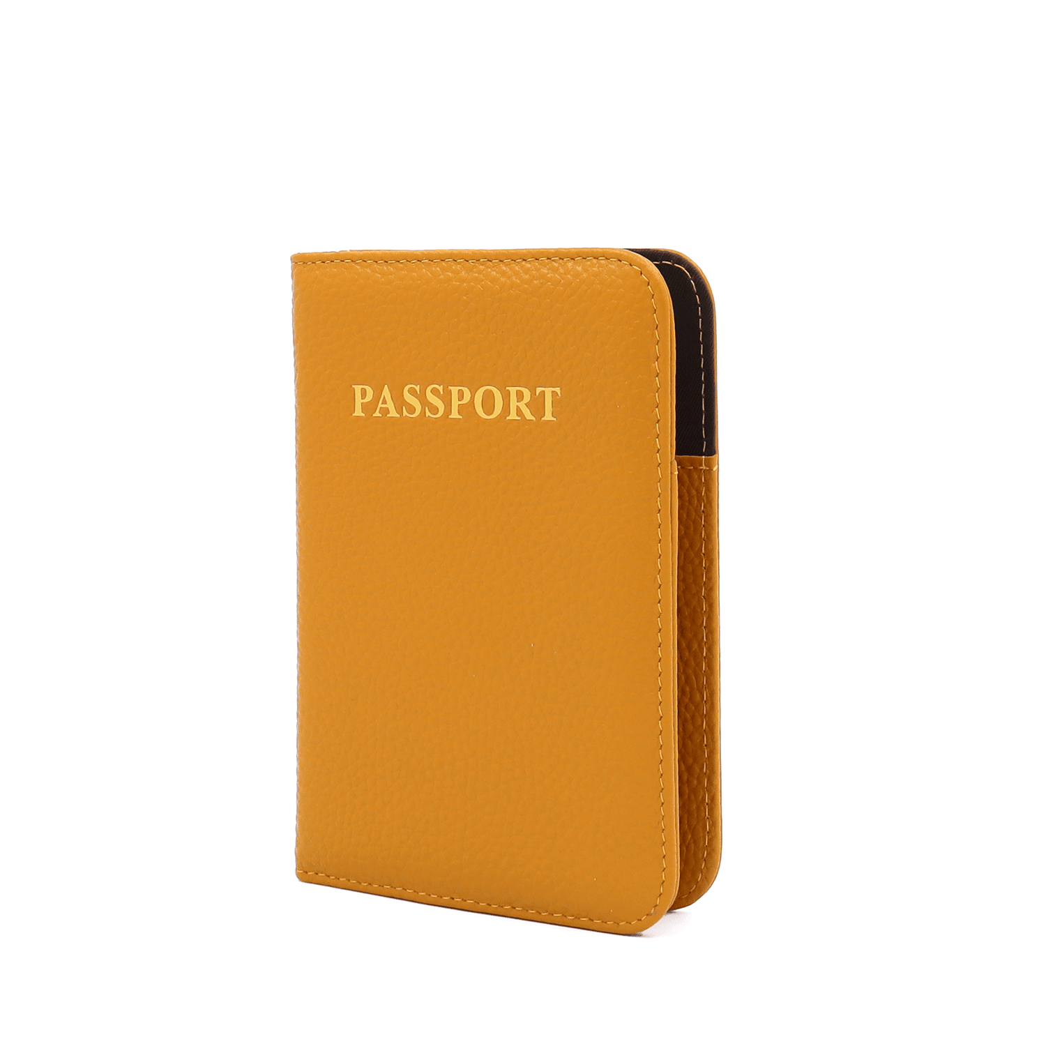 Természetes bőr tok útlevélhez, dokumentumokhoz és kártyákhoz - mustársárga