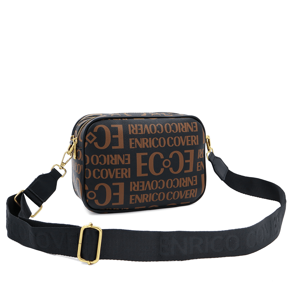 ENRICO COVERI - Női válltáska nyomtatott mintával - fekete