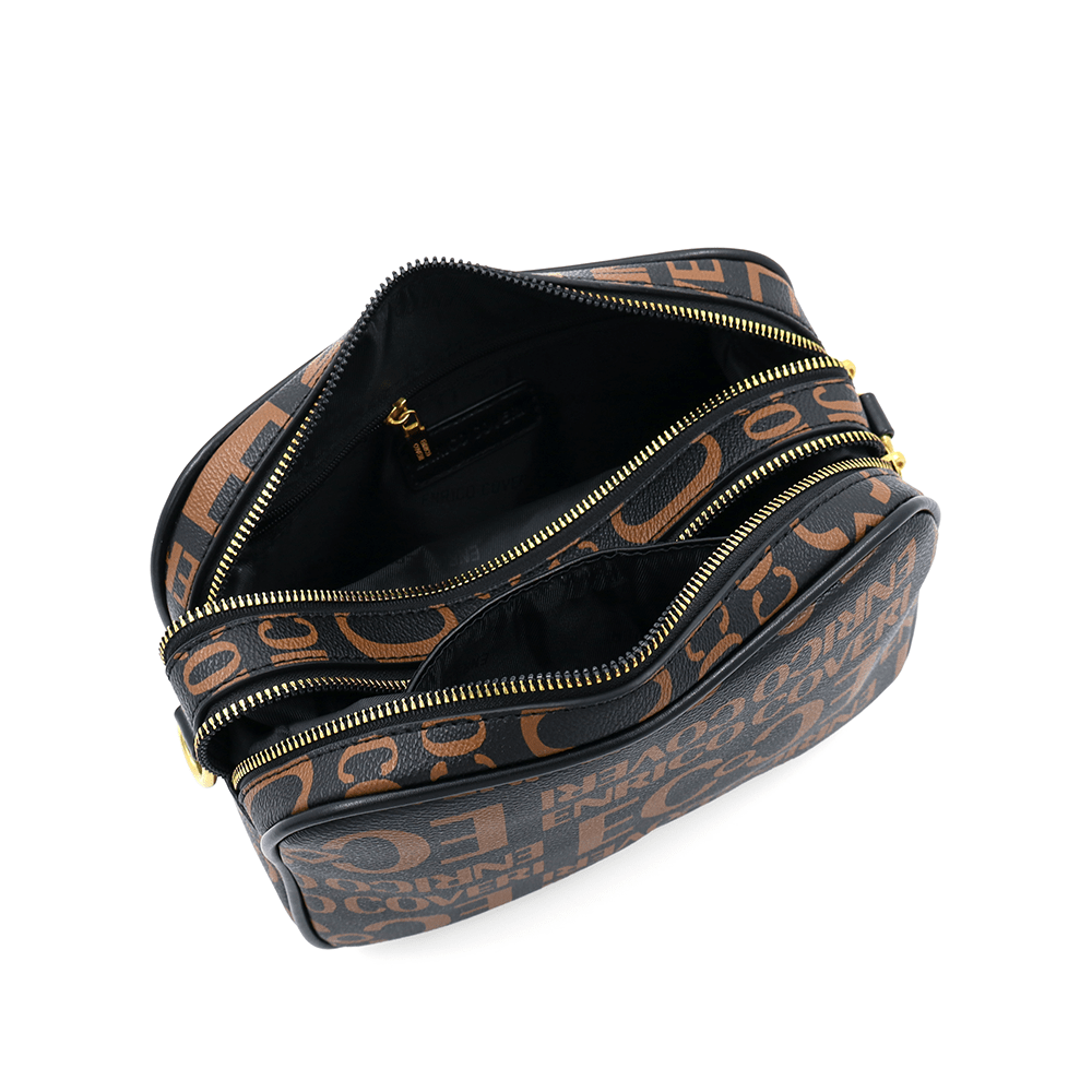 ENRICO COVERI - Női válltáska nyomtatott mintával - fekete