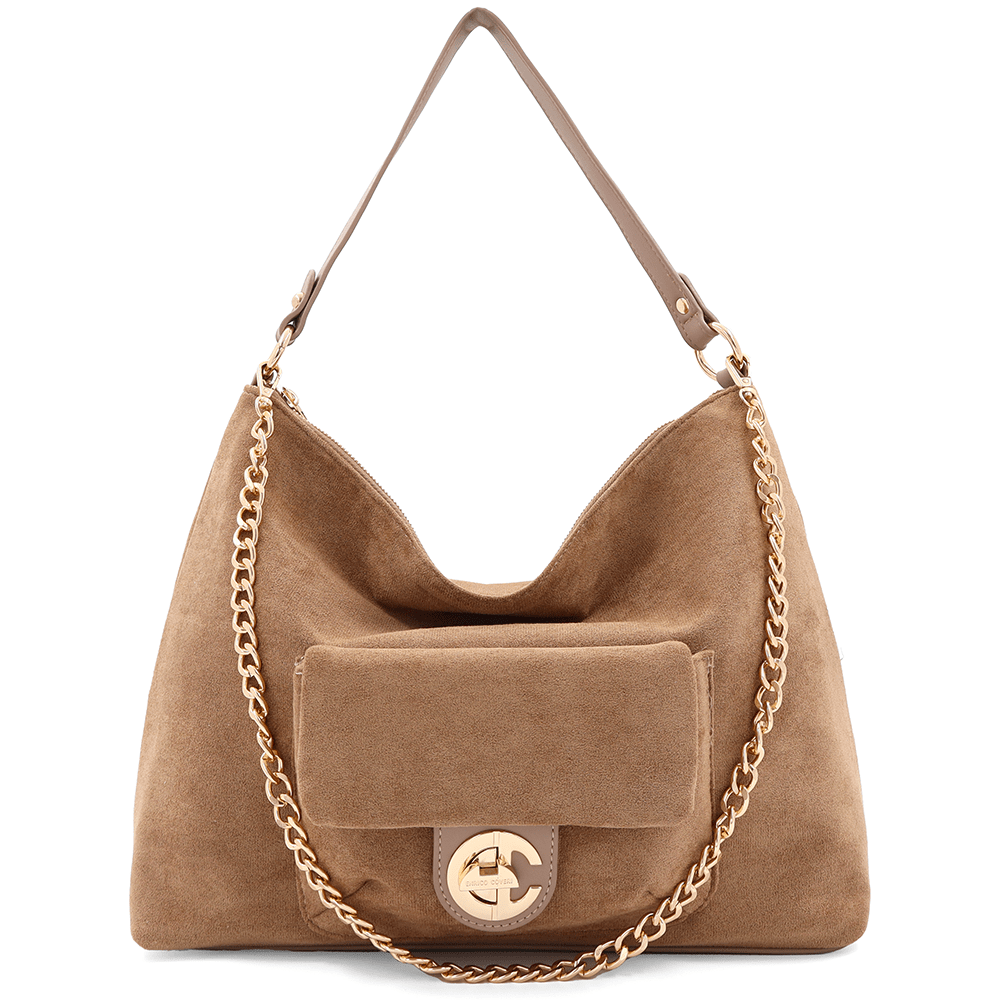 ENRICO COVERI - Női táska, velúr, világosbarna