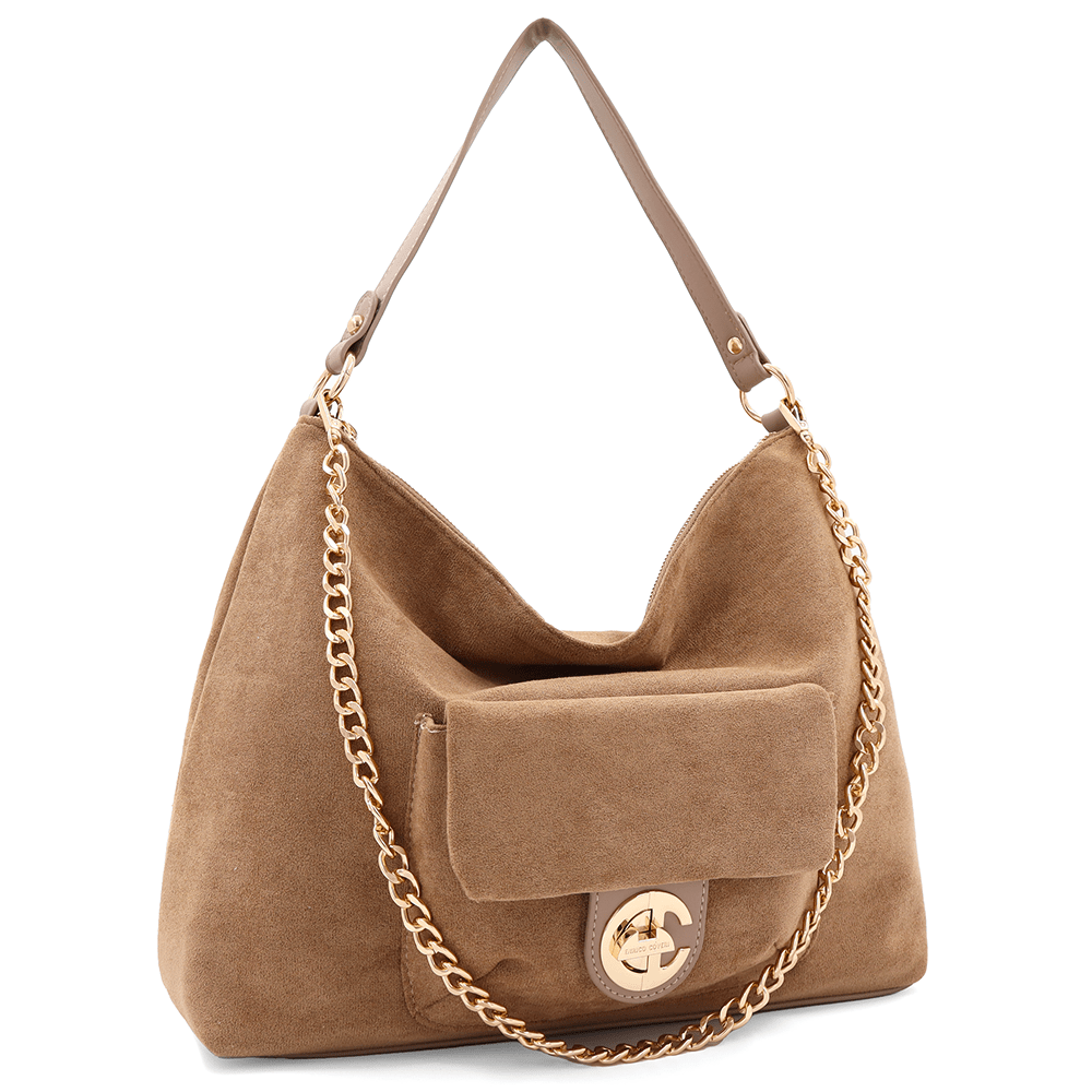 ENRICO COVERI - Női táska, velúr, világosbarna