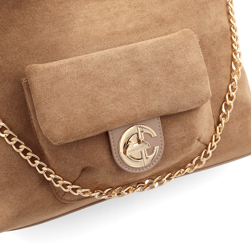 ENRICO COVERI - Női táska, velúr, világosbarna